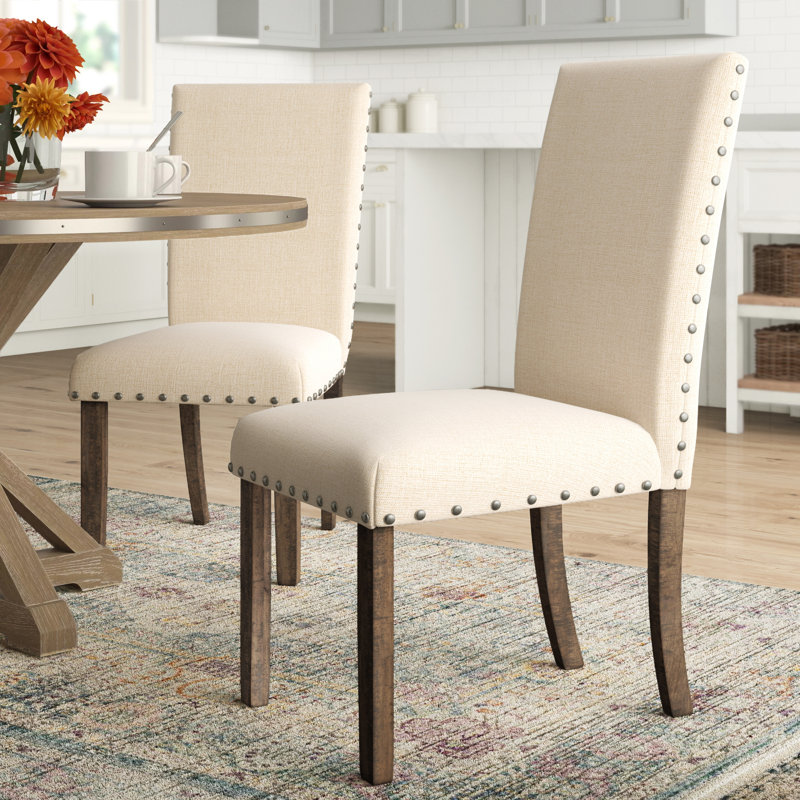 Three Posts™ Ismay Linen Upholstered Dining Chair in Beige & Reviews